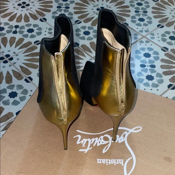 Black and Gold Louboutins Ankle Boots - Picture 5 of 15